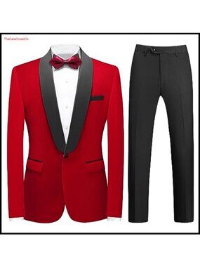 Men's Slim Fit Velvet 2-Piece Tuxedo Suit Shawl Lapel Wedding Set